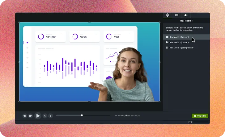 Adjusting camera and screen recordings in the Camtasia canvas