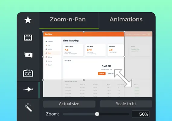 AI auto zoom and pan