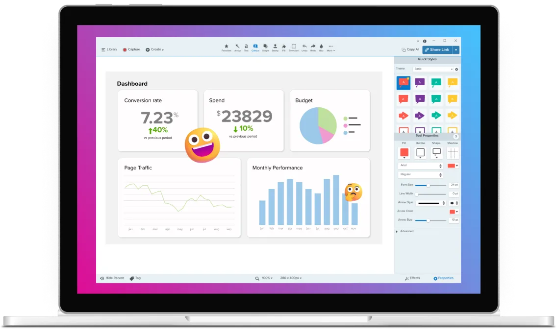 Snagit interface displayed on a laptop screen
