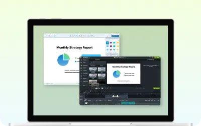 the windows menu with the Camtasia and Audiate icons next to the search and windows icon