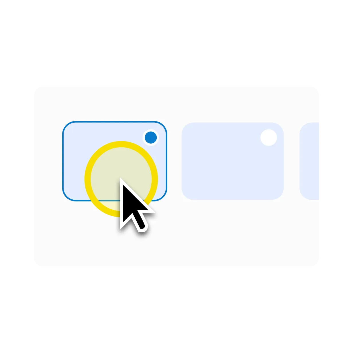 Cursor clicking a selected page element, with a yellow circle highlighting the recorded action.