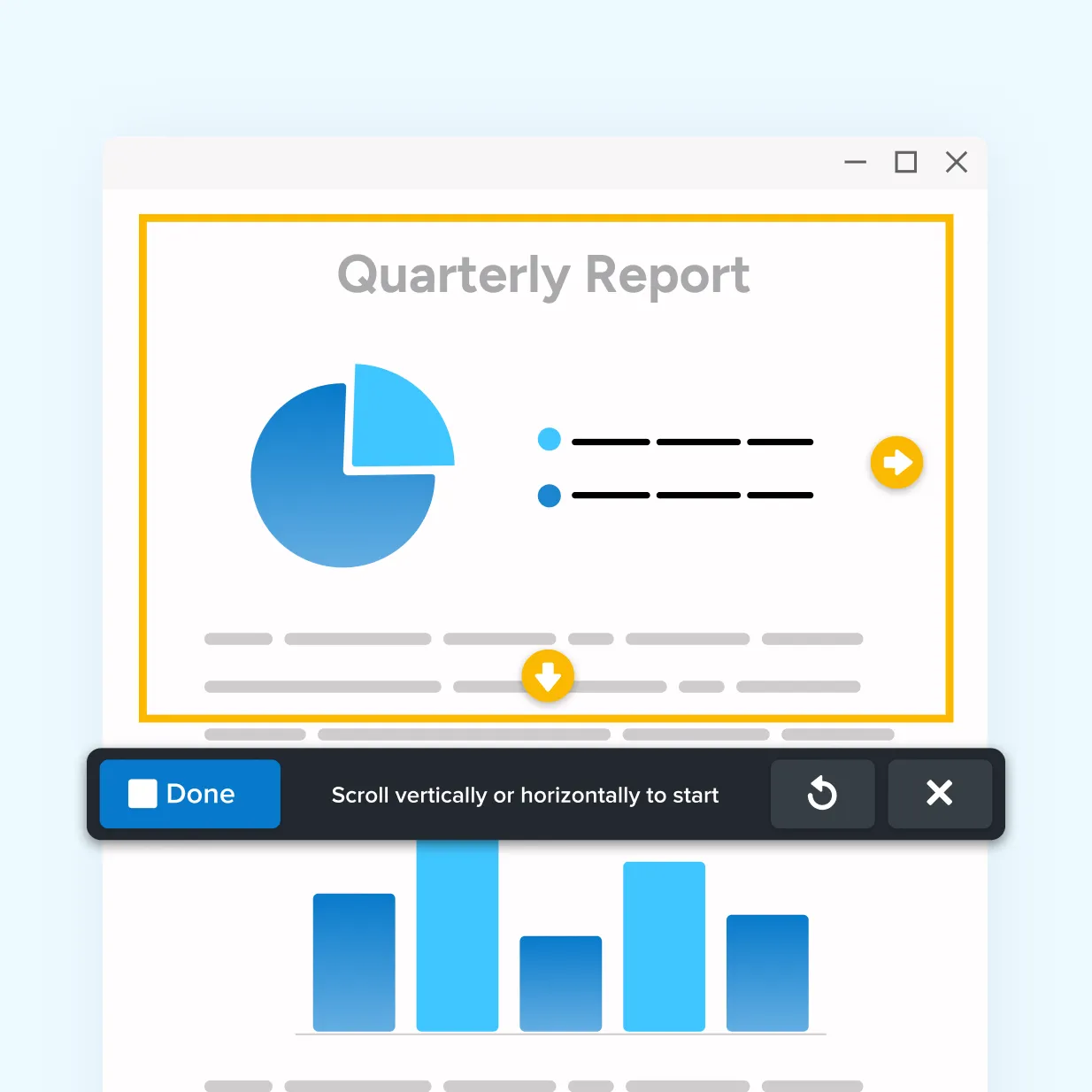 Snagit captures a full scrolling webpage, highlighting content beyond the visible screen area.