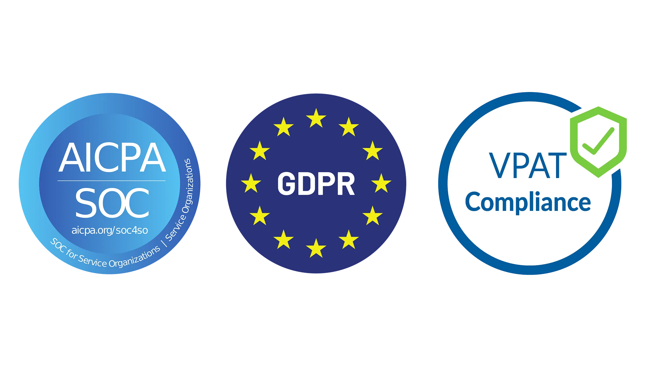 SOC 2, GDPR, and VPAT Compliance badges